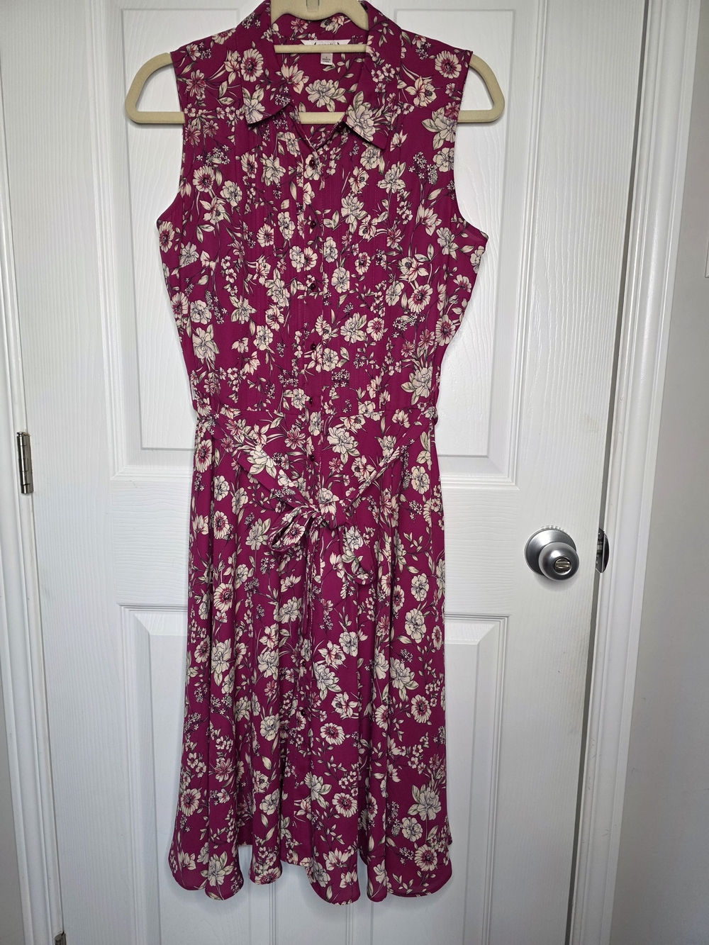Nanette Lepore Sleeveless Pink Magenta Floral Tie-Waist Dress - Picture 2 of 16